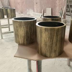 Juego de macetas 3 en 1 para interiores/exteriores, fibra de arcilla, grano de madera, para el hogar aspecto para decoraciones de jardín, cajas de plantas de calidad Premium - Product Image 4