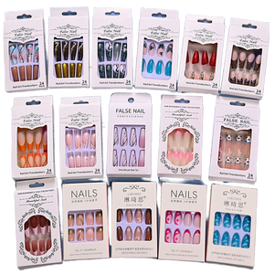 Vente en gros quantité minimale de commande bas 24 pièces court long acrylique strass <span class=keywords><strong>faux</strong></span> <span class=keywords><strong>ongles</strong></span> de luxe Private Label presse sur les <span class=keywords><strong>ongles</strong></span> Mix Designs - Product Image 1
