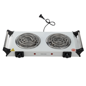 Kompor listrik dua pelat, kompor 2 pembakar Stainless Steel, koil pemanas 2000W kontrol suhu untuk Penggunaan dapur rumah tangga - Product Image 1