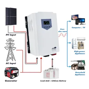 5kw 6kw Eenfasige Inverter 120V 240V Mppt Off Grid Hybride 48V Laagfrequente Zonne-Energie Invert Singlephase Omvormer