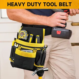 Özel Logo manyetik alet çantası 13-Pockets aracı kemerler erkekler elektrikçi marangoz için ayrılabilir ve ayarlanabilir alet çantası kemer
