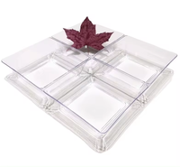 Plateau en plastique à 4 compartiments, assiettes transparentes pour apéritifs, plateau carré pour desserts, pour fêtes et mariages