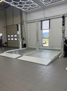 Lève-voiture à double colonne à double cylindre, capacité de 4 tonnes, double empilage, hauteur de levage de 2100 mm, pour les espaces restreints - Product Image 6