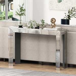 <span class=keywords><strong>Tavolo</strong></span> Consolle Moderno da Ingresso <span class=keywords><strong>in</strong></span> <span class=keywords><strong>Vetro</strong></span> a Specchio Argentato per Arredo Casa e Hotel - Product Image 4