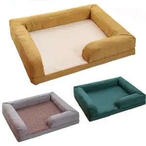 Sofá-cama de espuma de memória macio para cães, sofá-cama com tamanho personalizado para cachorros, sofá-cama com travesseiro para cachorros grandes, ideal para canil