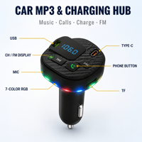 Lecteur MP3 portable pour voiture, chargeur de téléphone pour voiture, lecture de chansons avec lumière LED, chargeur portable, lecteur universel pour voiture