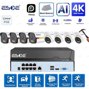 Système de sécurité domestique CCTV 4K avec caméra dôme et bullet IP, système AI, kit NVR POE 8 canaux en métal, étanche IP67, <span class=keywords><strong>enregistrement</strong></span> CMOS AHD - Product Image 1