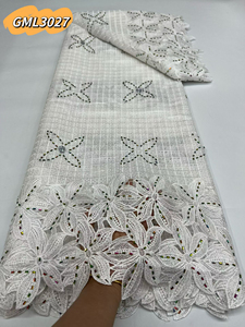 En Inmyshop, Encaje de <span class=keywords><strong>Guipur</strong></span> Bordado, Encaje de Algodón Suizo, Tela de Encaje de Algodón Seco Dorado 2025 con Pedrería para Vestidos de Mujer - Product Image 4