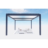 Pergola bioclimatique de jardin extérieure avec toit à lames orientables et éclairage LED, pergola extérieure motorisée en aluminium pliable