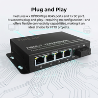 Commutateur Ethernet TiNCAM 4 ports 10/100M SM à fibre optique simple SC 1310nm, convertisseur émetteur-récepteur fibre optique simplex 20km, commutateurs réseau
