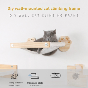 Albero per Gatti da Parete Fai-da-Te in Legno con Letti Sospesi e Posti di Grattamento in Sisal - Product Image 6