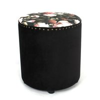 Personnalisé haute qualité siège d'impression rond marocain velours tufté pouf moderne rivet tabouret tabouret de lit