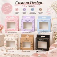 Boîte en papier pliable personnalisée pour nail art avec trous de suspension et fenêtres transparentes, boîte d'emballage pour faux cils, impression couleur