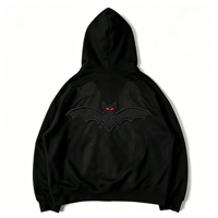 XINGXINDA Patchs brodés personnalisés écologiques thermocollants avec lettres anglaises pour sweats à capuche, design avant-arrière avec motif chauve-souris mignon