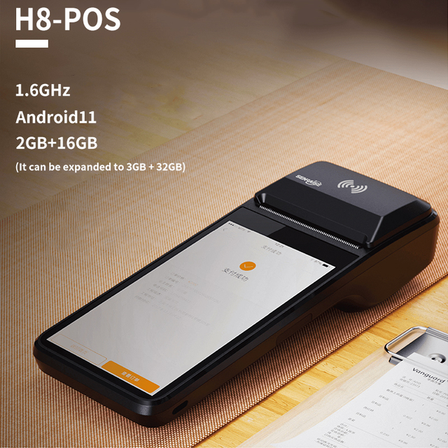 4G Handheld POS Android 11 Mobile POS Systems With Built-in Receipt Printer Touch Screen 2+16G
