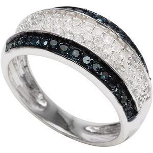 Jewelspaark Diamond Band <b>Ring</b> 1.00 Cttw White & Blue Round Cut Pave Setting 925 Sterling <b>Silver</b> Wedding <b>Ring</b> - Product Image 1