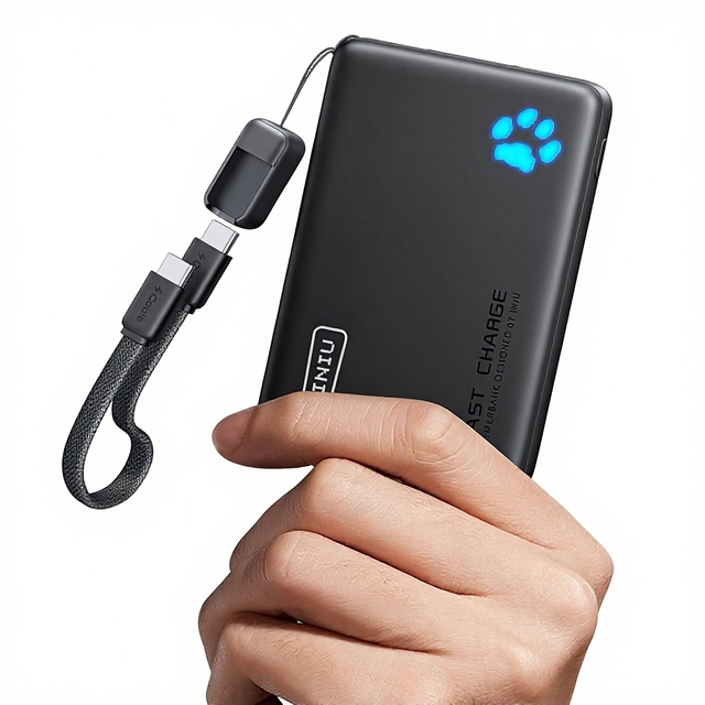 Ultra Slim 45W Fast Charging Li-Polymer Battery Portable Power Bank 10000mAh PD USB-C/USB-A Ports Flashlight