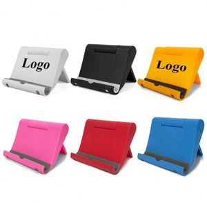Custom logo Printed Wholesale <b>Foldable</b> Plastic Phone Stand <b>Desk</b> Portable Lazy Bracket Angle Adjustable Cell Phone Holder - Product Image 1