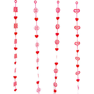 Décoration murale de mariage en tissu adhésif 1,6 m avec pendentif cœur double bonheur Magpie - Product Image 5