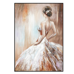 Décor de salon de luxe peint à la main à l'huile fille dos Figure Texture tenture murale pour entrées et chambres - Product Image 5