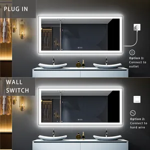 OEM Manufacturers Anti Fog Contemporary Wall Electronic Mirror Smart Led Bathroom Mirror Black Frame Mirrors