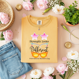 T-Shirt da Donna Comfort Colors, Vestibilità Regolare, Collo Tondo, 100% Cotone, Design Stampato 'Empowered', Giornata Internazionale della Donna, Abbigliamento Casual - Product Image 2