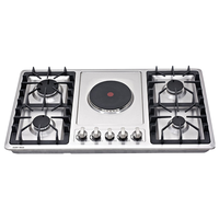 Nouvelle arrivée Cuisinière à gaz intérieure à 5 brûleurs Appareil ménager noir avec diverses spécifications Source d'alimentation électrique pour une utilisation en extérieur
