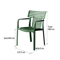 Fauteuil d'extérieur moderne empilable en PP, résistant aux intempéries, léger et écologique, idéal pour jardin, patio, salon et villa