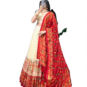 Ensemble Lehenga Choli en soie Tussar avec broderies lourdes de sequins et de fils, tenue ethnique de créateur pour mariages et occasions festives - Product Image 2