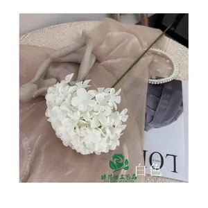 Zhen xin qi crafts Artificial Hydrangea Silk Flower Heads with Stem fabric Blue Hydrangea Big Flowers for Wedding Home Garden