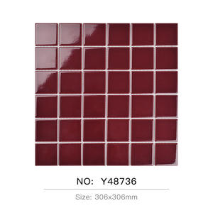 Carreaux de porcelaine de Bourgogne, mosaïque céramique, carreaux de sol en forme de bande longue rouge vin, rouge Bourgogne - Product Image 5
