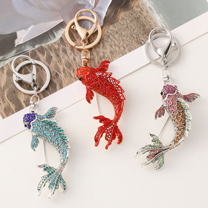 Broche de luxe européenne en forme de carpe Koi ornée de diamants, porte-clés, breloque de sac, pendentif, accessoire, bijou de vacances, cadeau pour <span class=keywords><strong>femme</strong></span> - Product Image 2