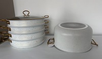 Marmite vapeur en aluminium 30 cm Easy Wash avec panier à 4 niveaux, revêtement antiadhésif lisse, conduction rapide de la chaleur, matériel ménager
