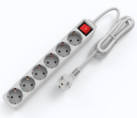 Multiprise OEM personnalisée à 6 prises de type Euro, rallonge électrique EU non-terrestre, prise de courant blanche à usage commercial, courant nominal 16A, IP20