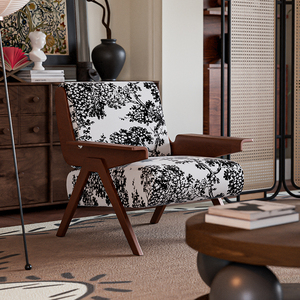 <span class=keywords><strong>Chaise</strong></span> de canapé de bras en bois massif moderne de luxe nordique loisirs pour salon chambre paresseux élégant salon tuffé confort Design Unique - Product Image 6