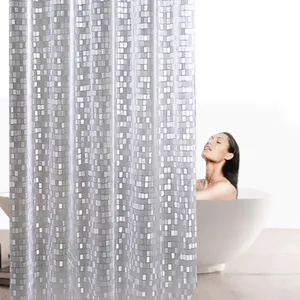 Tirai Mandi Transparan 3D 1.5X1.8M, Tirai Mandi Kubus Air Plastik Tebal Tahan Air untuk Kamar Mandi