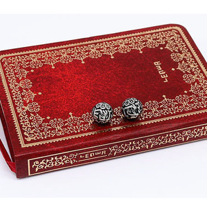 Cuentas de plata tibetana yunnique, cuentas espaciadoras con mantra de seis sílabas en relieve para fabricación de joyas, accesorios de moda unisex - Product Image 2