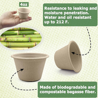 Contenant à sauce jetable en fibre de canne à sucre biodégradable et compostable de 4 oz, écologique, en bagasse de canne à sucre