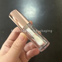 Tube de gloss à lèvres rond transparent ISMAN 6 ml avec grand applicateur, emballage vide pour gloss à lèvres blanc, noir, café, rose doré, logo personnalisé