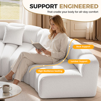 Canapé-lit modulaire carré en velours moderne, extensible, incurvé, convertible, écologique, sans accoudoirs, avec assise en mousse haute résilience, doux