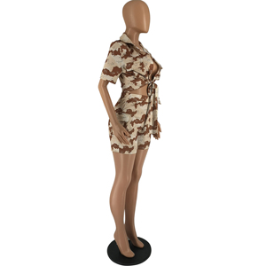 Camisa de manga corta de camuflaje informal, pantalones cortos, conjunto de dos piezas, camiseta sin mangas + pantalón corto de motorista, chándal a juego, ropa de calle - Product Image 5