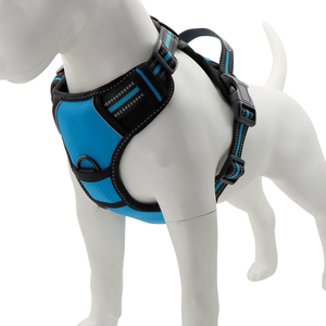 Adjustable Reflective Nylon Dog <b>Harness</b> with Rope Leash Blue and <b>Black</b> Large Size Buckle Closure Simple Style for Dogs - Product Image 3