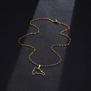 Collar con colgante de mapa de República <span class=keywords><strong>Dominicana</strong></span>, cadena de encanto de moda para mujer, marca nacional, acero inoxidable, Color dorado, regalos para niñas - Product Image 3
