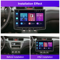 Hikity Radio mobil 10.1 inci 1Din, perangkat elektronik otomatis HiFi RDS Wifi GPS mobil Android Auto Carplay nirkabel layar berputar 2 + 64GB