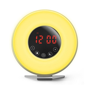 Touch-sensitive Sunrise Alarm <b>Clock</b> <b>Led</b> Color Changing Night Light Circular Digital Display With Fm Radio For Bedside Use - Product Image 2