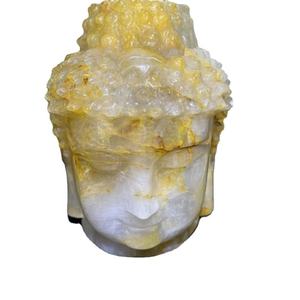 Statues de <span class=keywords><strong>Bouddha</strong></span> en Quartz Jaune Feu Naturel, Têtes de <span class=keywords><strong>Bouddha</strong></span> Golden Healer en Cristal, Artisanat de Pierres de Guérison pour la Méditation - Product Image 1