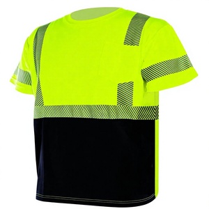 Hi Vis Reflective Safety Shirts Unisex High Visibility Construction <b>Work</b> T-Shirt Breathable <b>Waterproof</b> Short-Sleeve Polyester - Product Image 2
