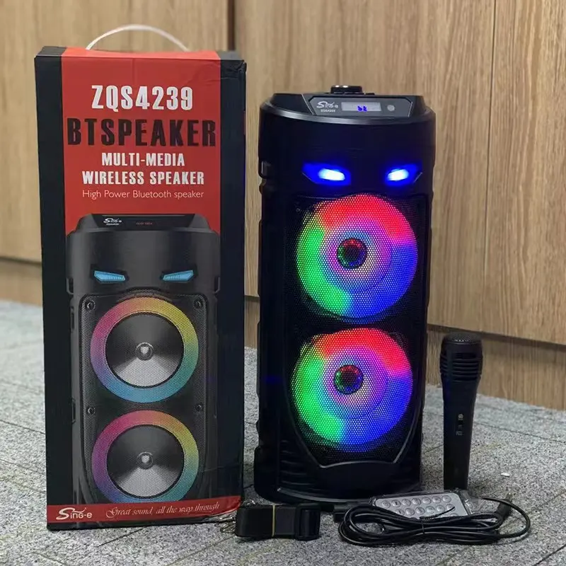 Haut-parleur intelligent Karoake pour l'extérieur, caisson de basses, wi-fi, Usb, avec lumière Led Rgb, vente en gros