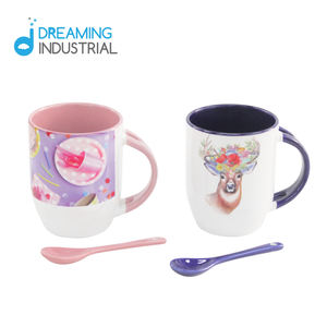 Tazze vuote a sublimazione tazze da caffè in ceramica con cucchiaio tazze a sublimazione a sublimazione con cucchiaio - Product Image 3