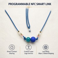 Collier en perles synthétiques fait main Data-Link Strand NTAG 216 NFC intégré, service de logo personnalisé, boucle de synchronisation numérique